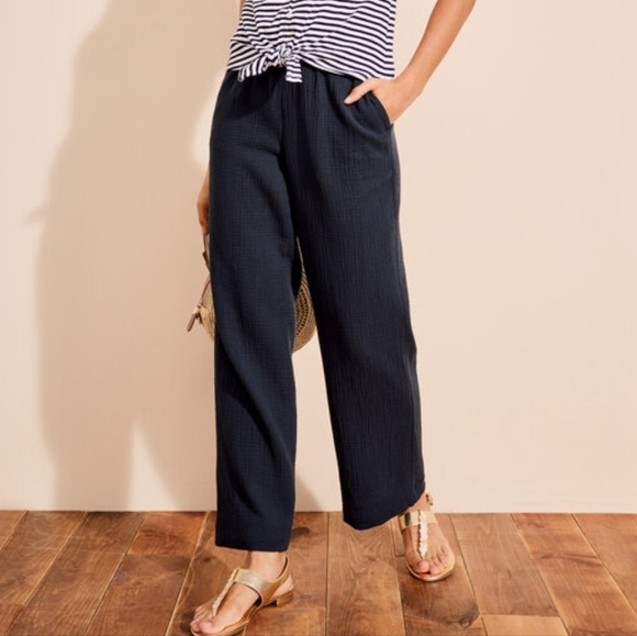 Talbots Airy Gauze Pull-On Coastal Pants With Pockets Large Petite - Picture 2 of 11